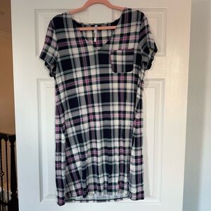Soma Plaid Nightshirt - Black, Pink, White